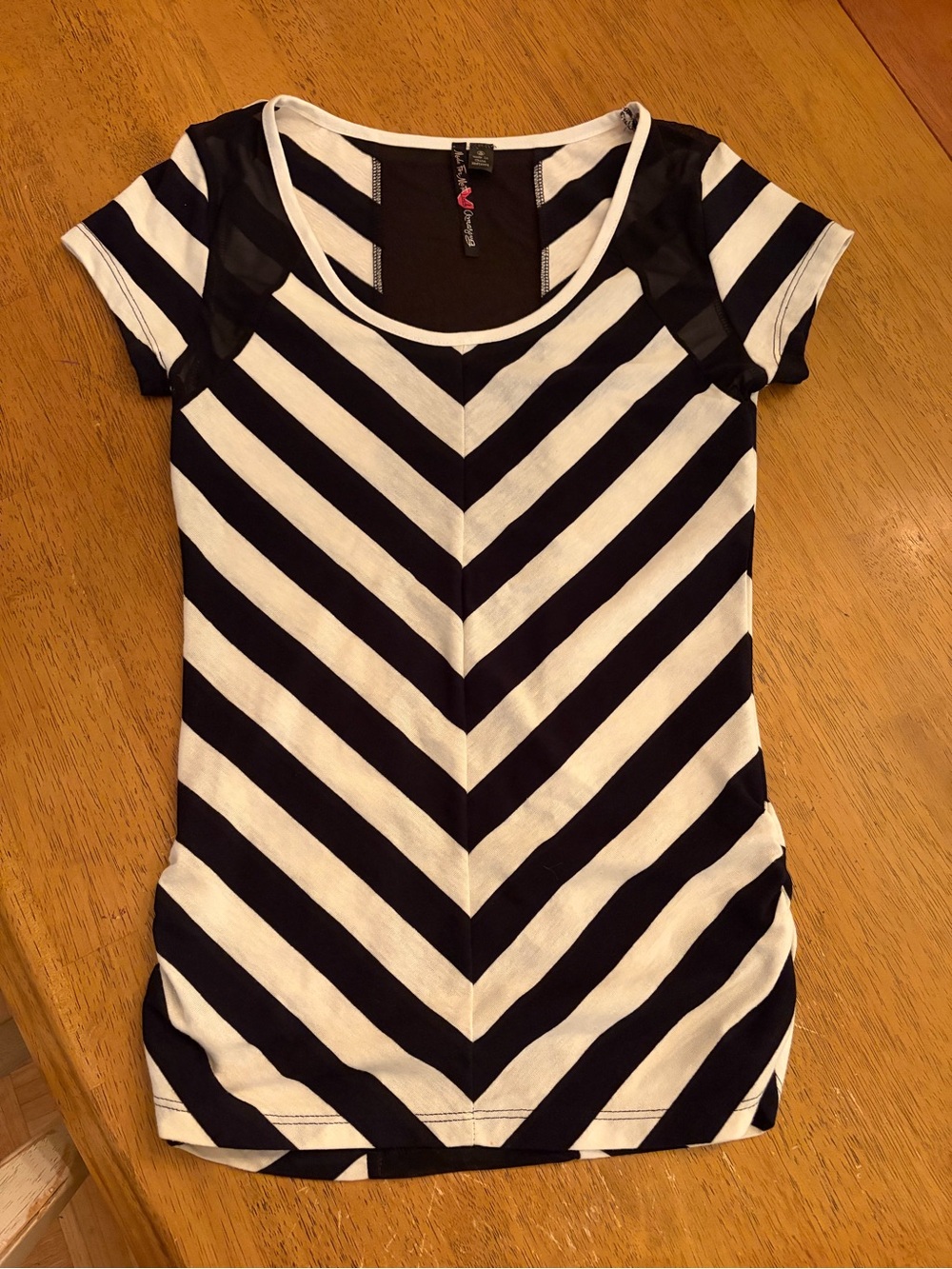 Christopher & Banks Made For Me Chevron Stripe Sheer Back Top S